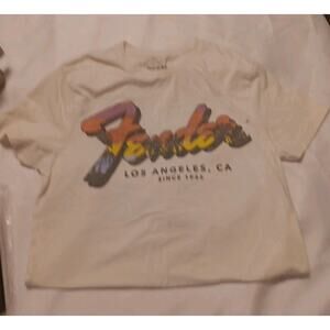 Men's Medium Fender Guitar Los Angeles T-shirt Tropical Synthwave Retro Style